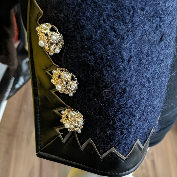 Classy Navy Wool Crop Jacket - Picture 3 of 5